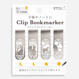 [MIDORI 43404006] MIDORI Clip Bookmarker Cat & Moon