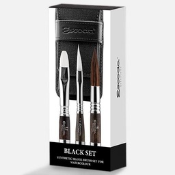 [ESCODA 212720000] ESCODA Watercolor Synthetic Travel Brush Black Set x 3