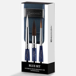 [ESCODA 212710000] ESCODA Watercolor Synthetic Travel Brush Blue Set x 3