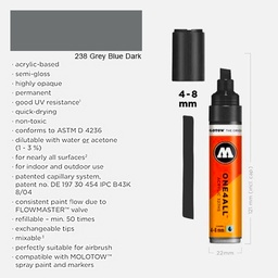 [MOLOTOW 327572] MOLOTOW One4All Acrylic Marker 8mm 238 Grey Blue Dark