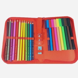 [FABER-CASTELL 104015] FABER-CASTELL Owl Zip Pen Case Coloring Set x 24