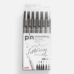 [UNI PIN-200/HLG 6P] UNI Pin Drawing Pen Lettering Set x 6