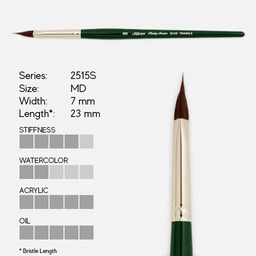 [SILVER 2515S MD] SILVER Ruby Satin Synthetic Point Triangle Brush MD