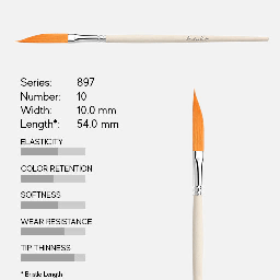 [TINTORETTO 897/10] TINTORETTO 897 Amber Synthetic Dagger Brush 10