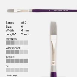 [SILVER 8801 0] SILVER Silk 88 Synthetic (Long Handle) Flat Brush 0