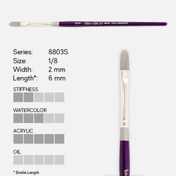 [SILVER 8803S 1/8"] SILVER Silk 88 Synthetic Oval Crescent Brush 1/8”