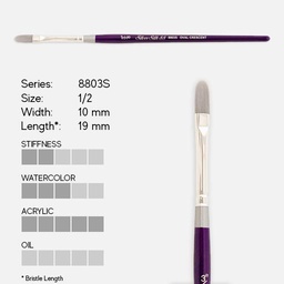 [SILVER 8803S 1/2"] SILVER Silk 88 Synthetic Oval Crescent Brush 1/2”