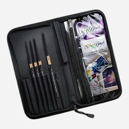 [SILVER WC-3104ST] SILVER Black Velvet Voyage Plein Air Watercolor Travel Brush Set x 4 (Canvas Bag Included)