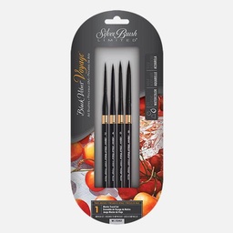 [SILVER WC-3124ST] SILVER Black Velvet Voyage Watercolor Travel Brush Set x 4