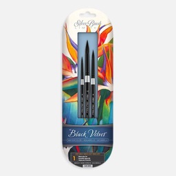 [SILVER SLM-3099] SILVER Black Velvet Brush Set x 3 By Susan Louise Moyer