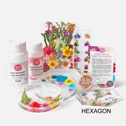 [RESIN PLAY RP-SK-FF-H] RESIN PLAY Flowers Forever Trinket Tray Starter Kit Hexagon