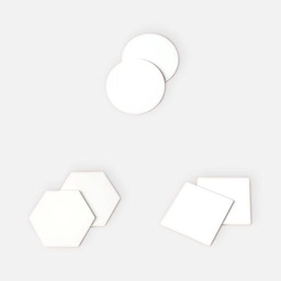 [RESIN PLAY RP-ACW-MIX-6PC] RESIN PLAY White Acrylic Coaster Base with Rubber Feet - Set of 6 Mix