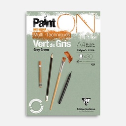[CLAIREFONTAINE 975705] CLAIREFONTAINE Paint On Grey Green Mixed Media Paper Pad 250gsm A4 x 30