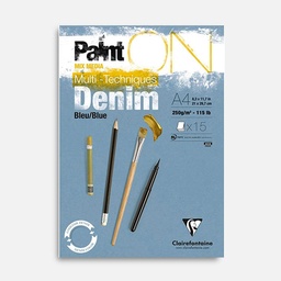 [CLAIREFONTAINE 975701] CLAIREFONTAINE Paint On Denim Blue Mixed Media Paper Pad 250gsm A4 x 15