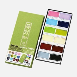 [KURETAKE M20/12V/NW] KURETAKE Gansai Tambi Japanese Watercolor Pan Pastel Set x 12