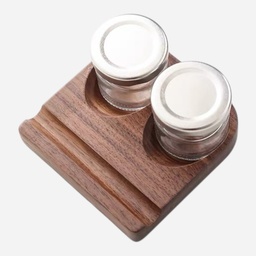 [OVJ 6973877676187] OVJ Walnut Calligraphy Ink Twin Pot Stand