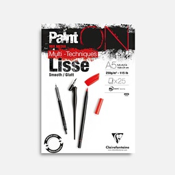 [CLAIREFONTAINE 975728] CLAIREFONTAINE Paint On Smooth Mixed Media Paper Pad 250gsm A5 x 25