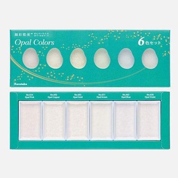 [KURETAKE MC20OC/6V] KURETAKE Gansai Tambi Japanese Watercolor Pan Opal Set x 6