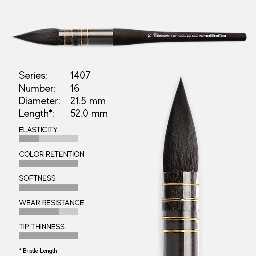 [TINTORETTO 1407/16] TINTORETTO 1407 Kazan Synthetic Squirrel Mop Brush 16 By Felice Feltracco