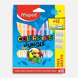 [MAPED 845435] MAPED Color’Peps Jungle Washable Fibre Pen Set x 12