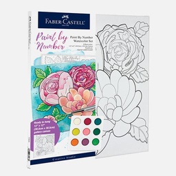 [FABER-CASTELL 770630] FABER-CASTELL Watercolor Paint By Number 12” x 12” Gallery Canvas Bold Floral