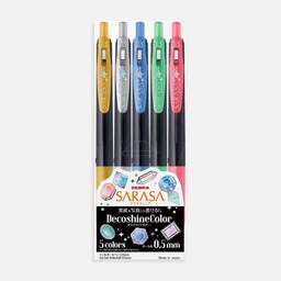 [ZEBRA JJ15-5C-SH] ZEBRA Sarasa Clip Deco Shine Roller Pen 0.5mm Set x 5