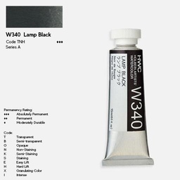 [HOLBEIN W340] HOLBEIN Artist Watercolor 15ml Lamp Black
