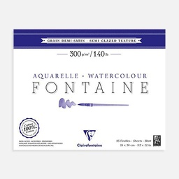 [CLAIREFONTAINE 96406] CLAIREFONTAINE Fontaine 100% Cotton Watercolor Paper Pad Semi Glazed Texture 300gsm 24cm x 30cm x 25