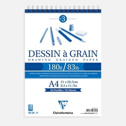 [CLAIREFONTAINE 96628] CLAIREFONTAINE Grain Drawing Paper Spiral Pad 180gsm A4 x 30