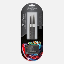 [SILVER WC-3204S] SILVER Black Velvet Detail Round Brush Set x 3