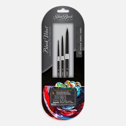 [SILVER WC-3205S] SILVER Black Velvet Round Brush Beginner Set x 3