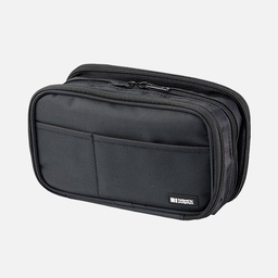 [LIHIT LAB. A-7556-124] LIHIT LAB. Triple Zipper Pen Case Jet Black