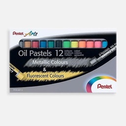 [PENTEL PHN-MF12] PENTEL Arts Oil Pastel Metallic & Fluorescent Set x 12