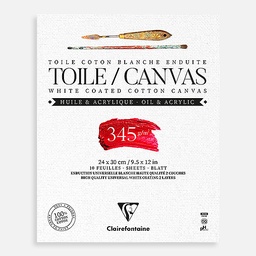 [CLAIREFONTAINE 975222] CLAIREFONTAINE White Coated Cotton Canvas Pad 345gsm 24cm x 30cm x 10