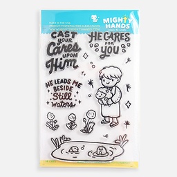 [MIGHTY HANDS ST164] MIGHTY HANDS Clear Stamp 4” x 6” He Cares