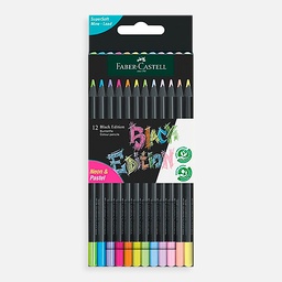 [FABER-CASTELL 116410] FABER-CASTELL Black Edition Color Pencil Neon & Pastel Set x 12