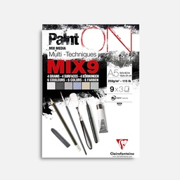 [CLAIREFONTAINE 960074] CLAIREFONTAINE Paint On Mixed Media Paper Pad Mix 9 250gsm A5 x 27