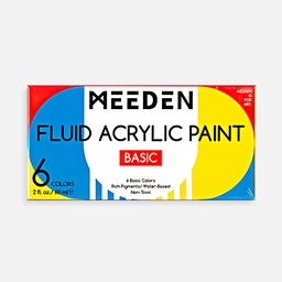 [MEEDEN 6975441367286] MEEDEN Fluid Acrylic Paint 60ml Basic Set x 6
