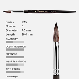 [TINTORETTO 1315/6] TINTORETTO Kazan Squirrel Synthetic Cat’s Tongue Brush 6