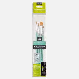 [PEBEO 952304] PEBEO Artist & Hobby Golden Taklon Angular Brush Set x 4