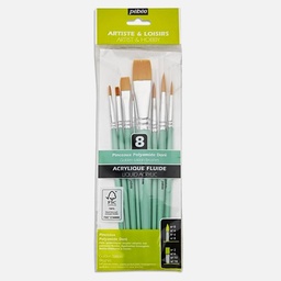 [PEBEO 952310] PEBEO Yellow Polyamide Flat Brush Set x 6