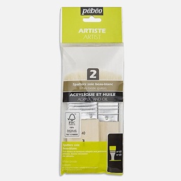 [PEBEO 952605] PEBEO Extra Short White Bristle Spalter Flat Brush Set x 2