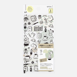 [MIDORI 82641006] MIDORI Sticker 2641 Two Sheets Monotone Café