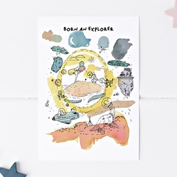 CHEZHEMDI Dino Postcard - Born An Explorer A6