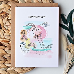 CHEZHEMDI Dino Postcard - Forever My Love A6