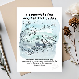 CHEZHEMDI Dino Postcard (The Promises Of God Collection) - His Promises Are Like Stars A6