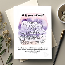 CHEZHEMDI Dino Postcard (The Promises Of God Collection) - He Is Our Refuge A6