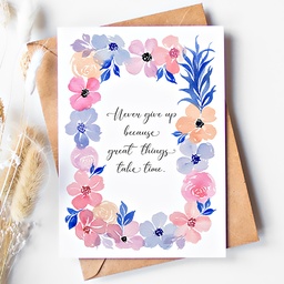 CHEZHEMDI Floral Postcard - Never Give Up A6