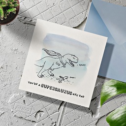 CHEZHEMDI Mum & Dads Greeting Card - Supersaurus Dad In Blue