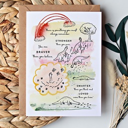 CHEZHEMDI Dino Postcard - Always Remember In Pink A6